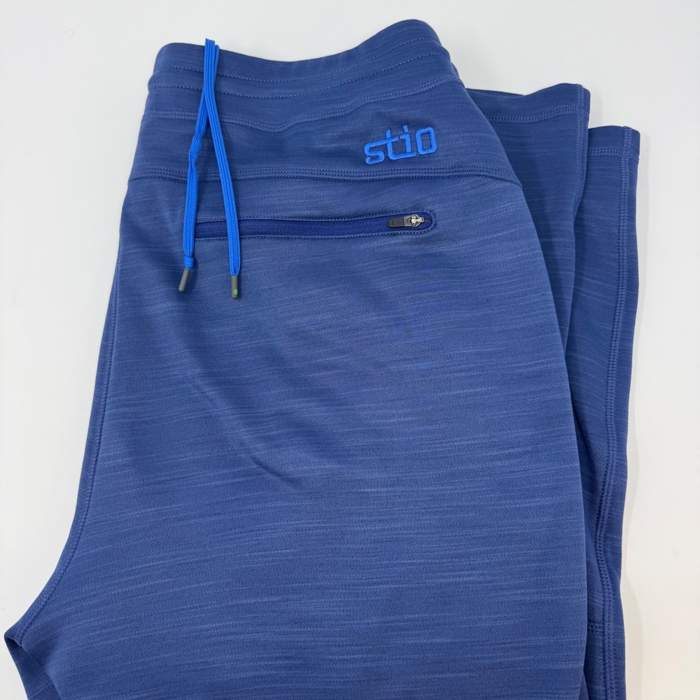 Stio Mens Gannett Peak Fleece Pants Blue Drawstring Activewear Size Large